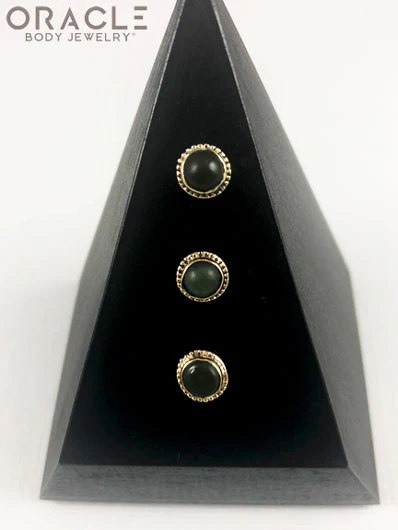 14k Nephrite Jade Threadless Gold End - Image 2
