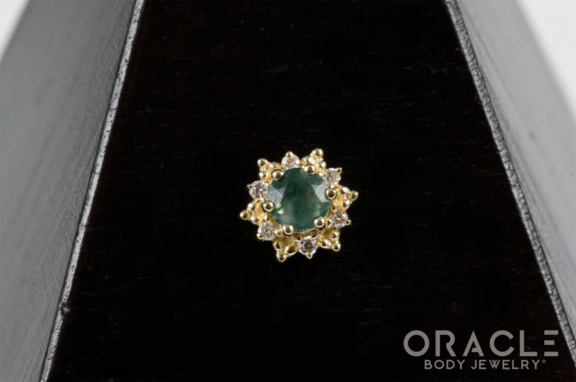 14k North Star Moss Agate and Diamonds Threadless End