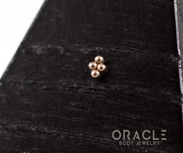 14k Rose Gold 4 Bead Mini Cluster Threadless End - Image 3
