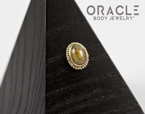 14k Rutilated Quartz Oval Threadless Gold End - Image 3