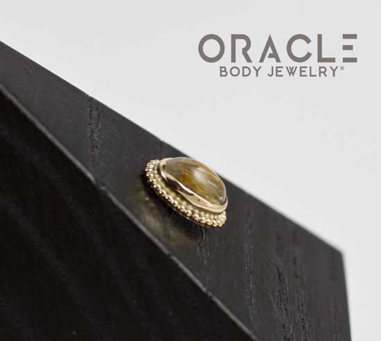 14k Rutilated Quartz Oval Threadless Gold End - Image 4