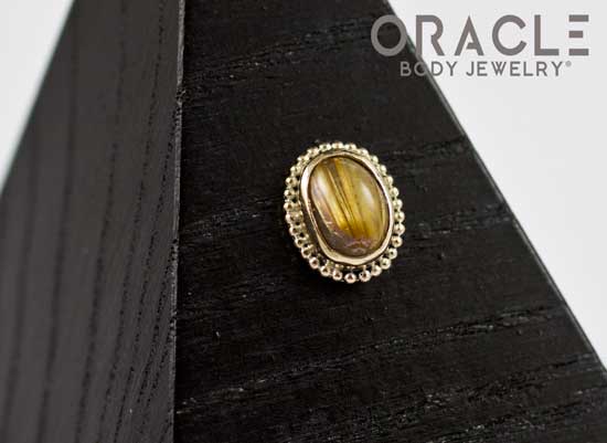 14k Rutilated Quartz Oval Threadless Gold End - Image 3