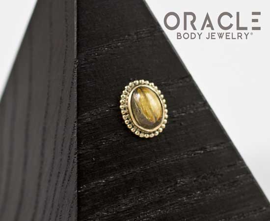 14k Rutilated Quartz Oval Threadless Gold End - Image 3