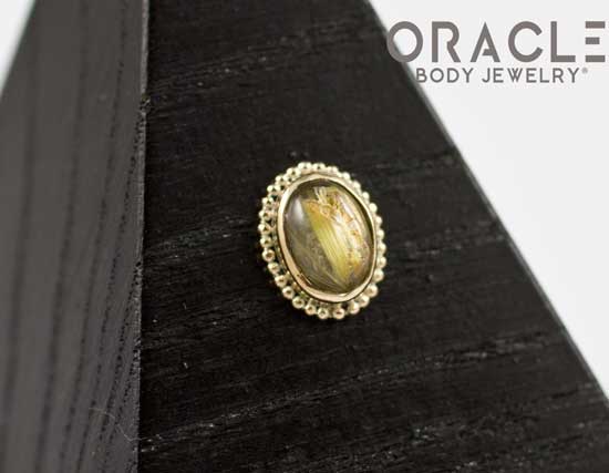 14k Rutilated Quartz Oval Threadless Gold End - Image 3