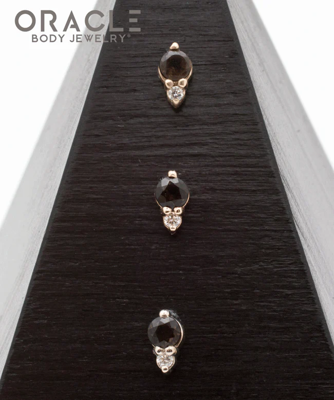 14k Smoky Quartz with Diamond Threadless End