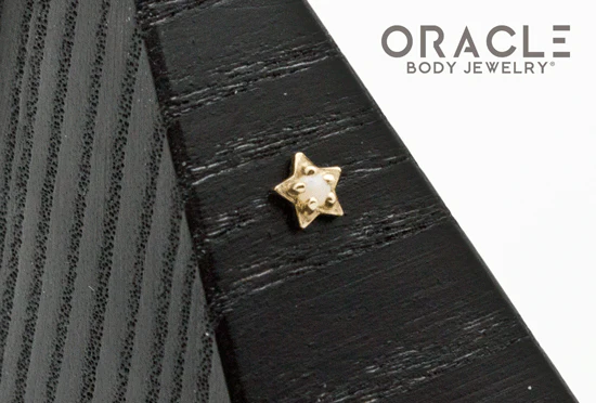 14k Star with White Opal Threadless End