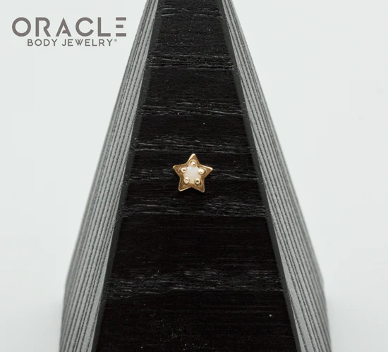 14k Star with White Opal Threadless End - Image 2