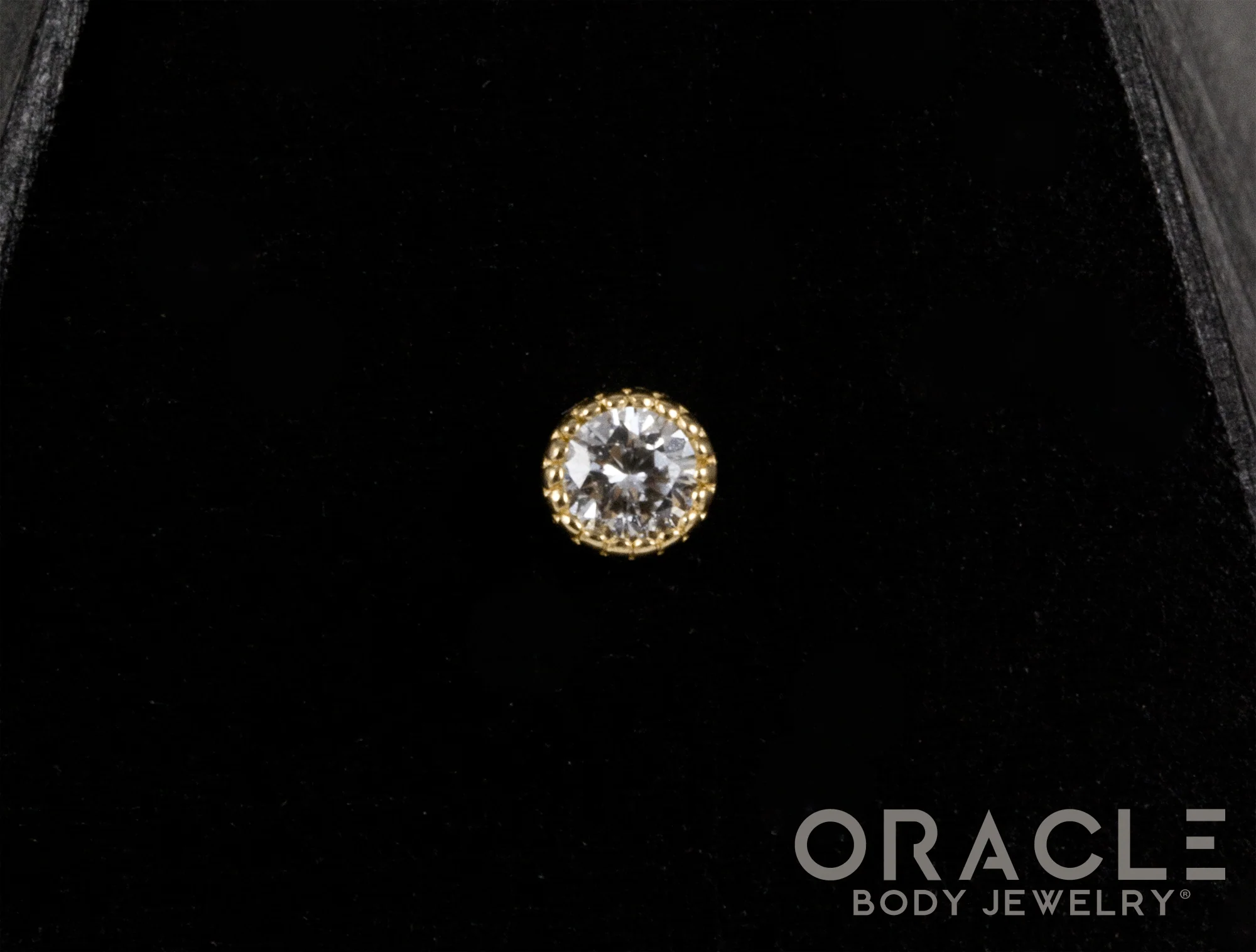 14k Textured Round Diamond Threadless End