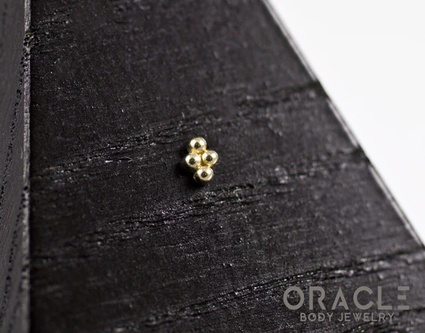 14k Yellow Gold 4 Bead Mini Cluster Threadless End - Image 2