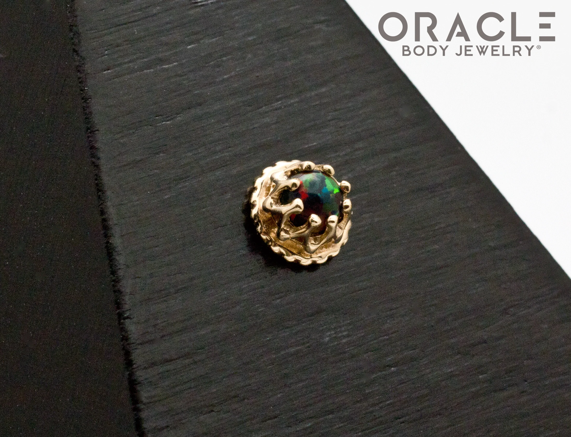 14k Yellow Gold Black Opal Empress Threadless End - Image 2