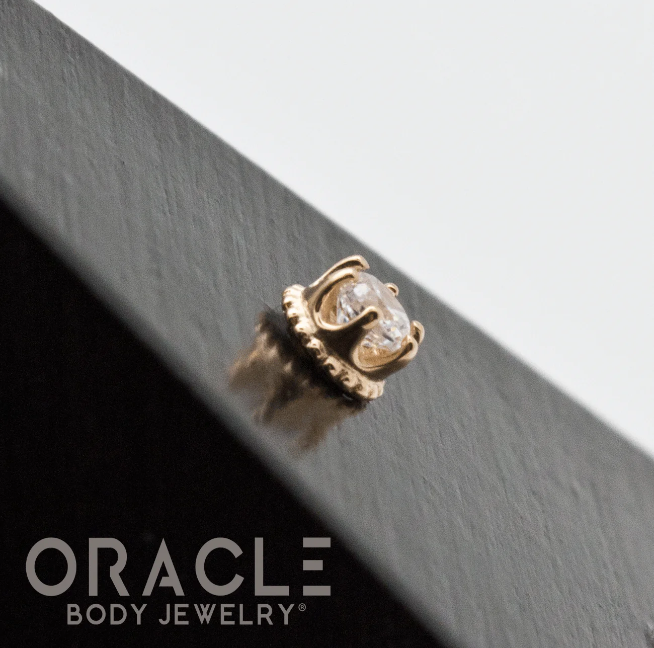 14k Yellow Gold CZ Empress Threadless End - Image 3
