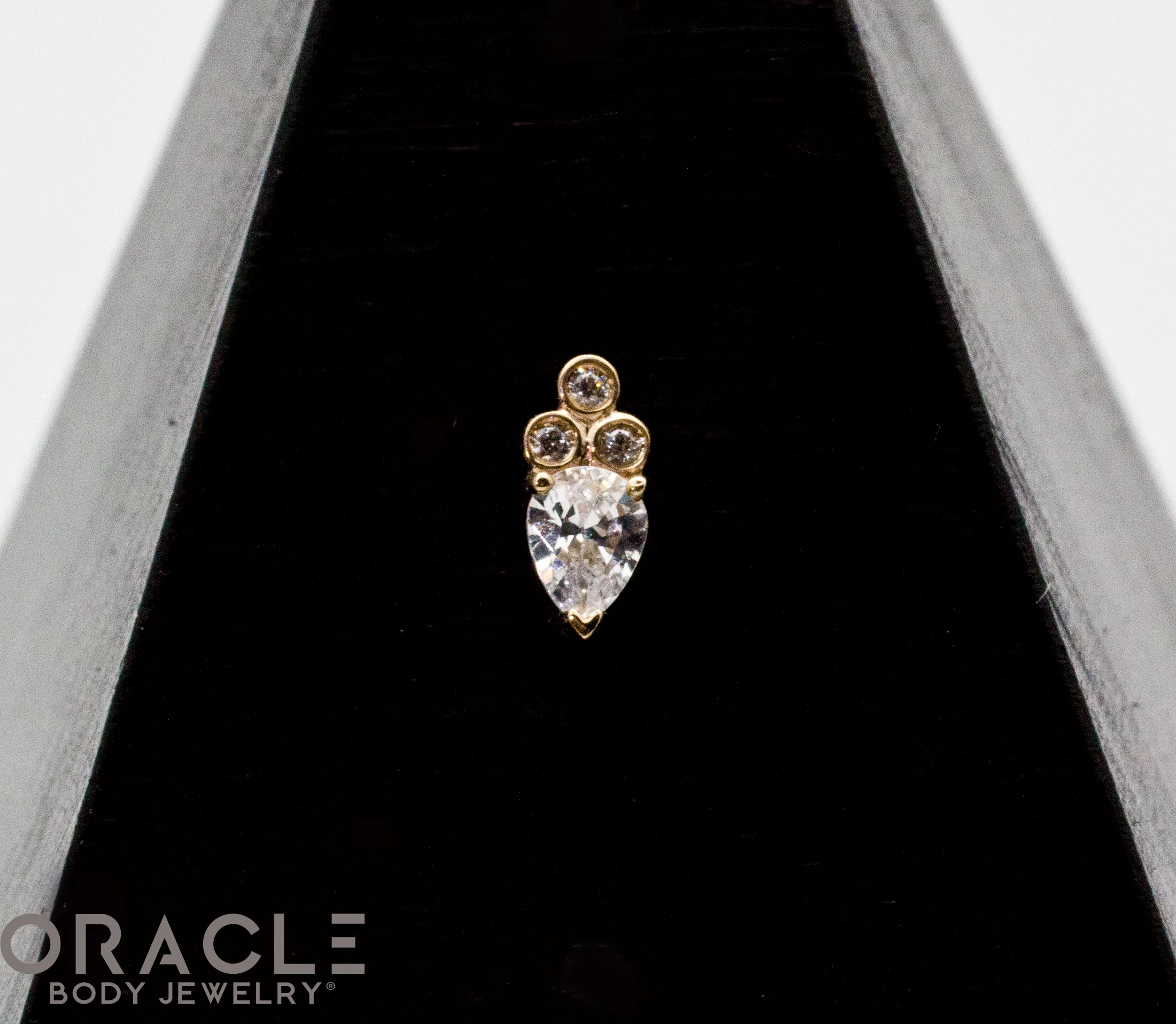 14k Yellow Gold Runway with CZs Threadless End