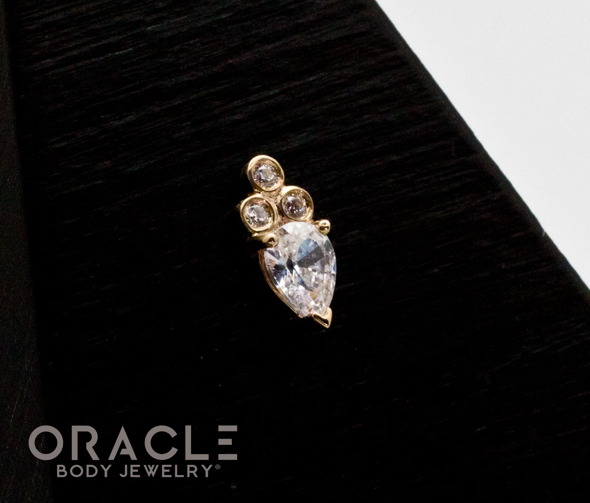 14k Yellow Gold Runway with CZs Threadless End - Image 2