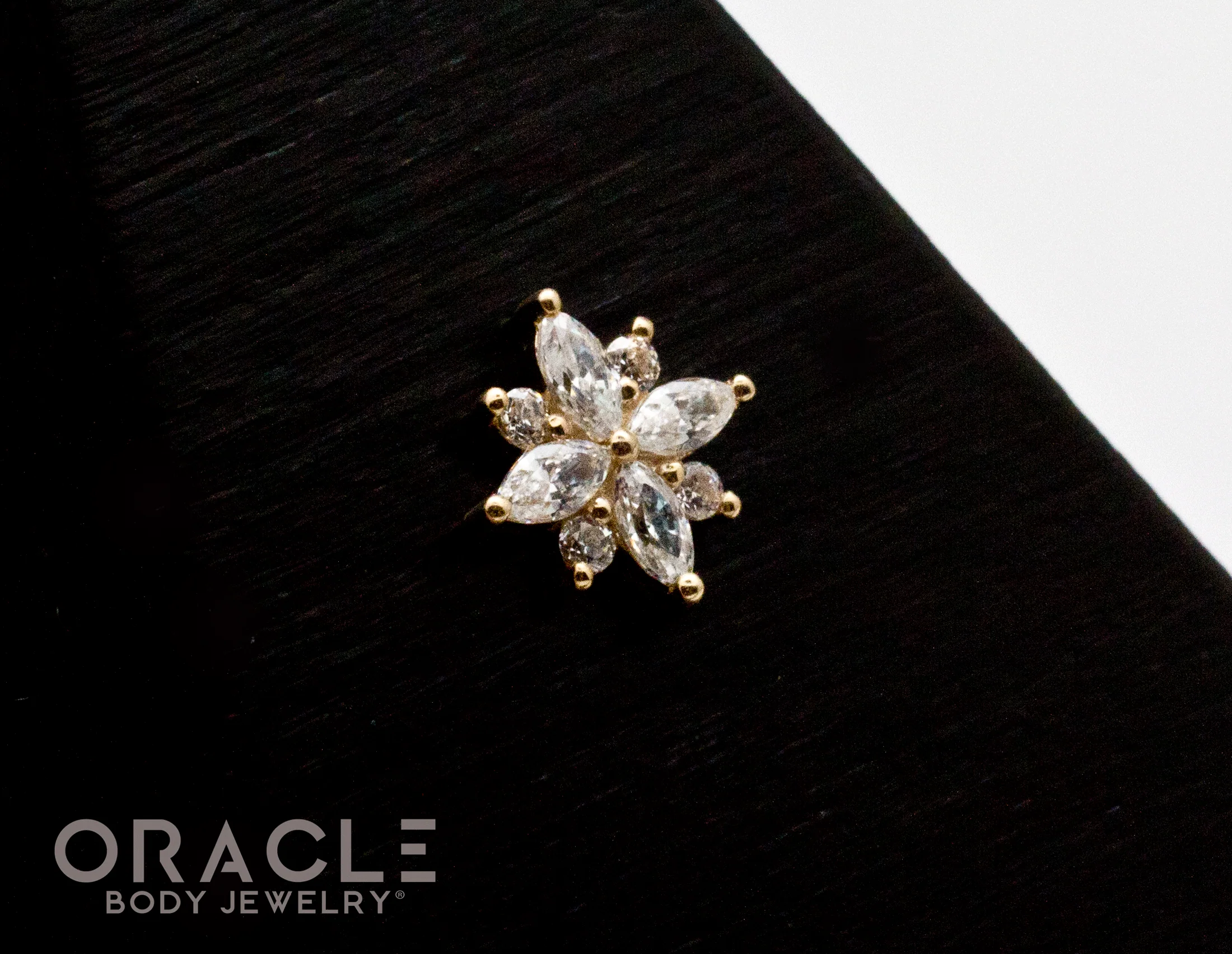 14k Yellow Gold Divine with CZs Threadless End - Image 2