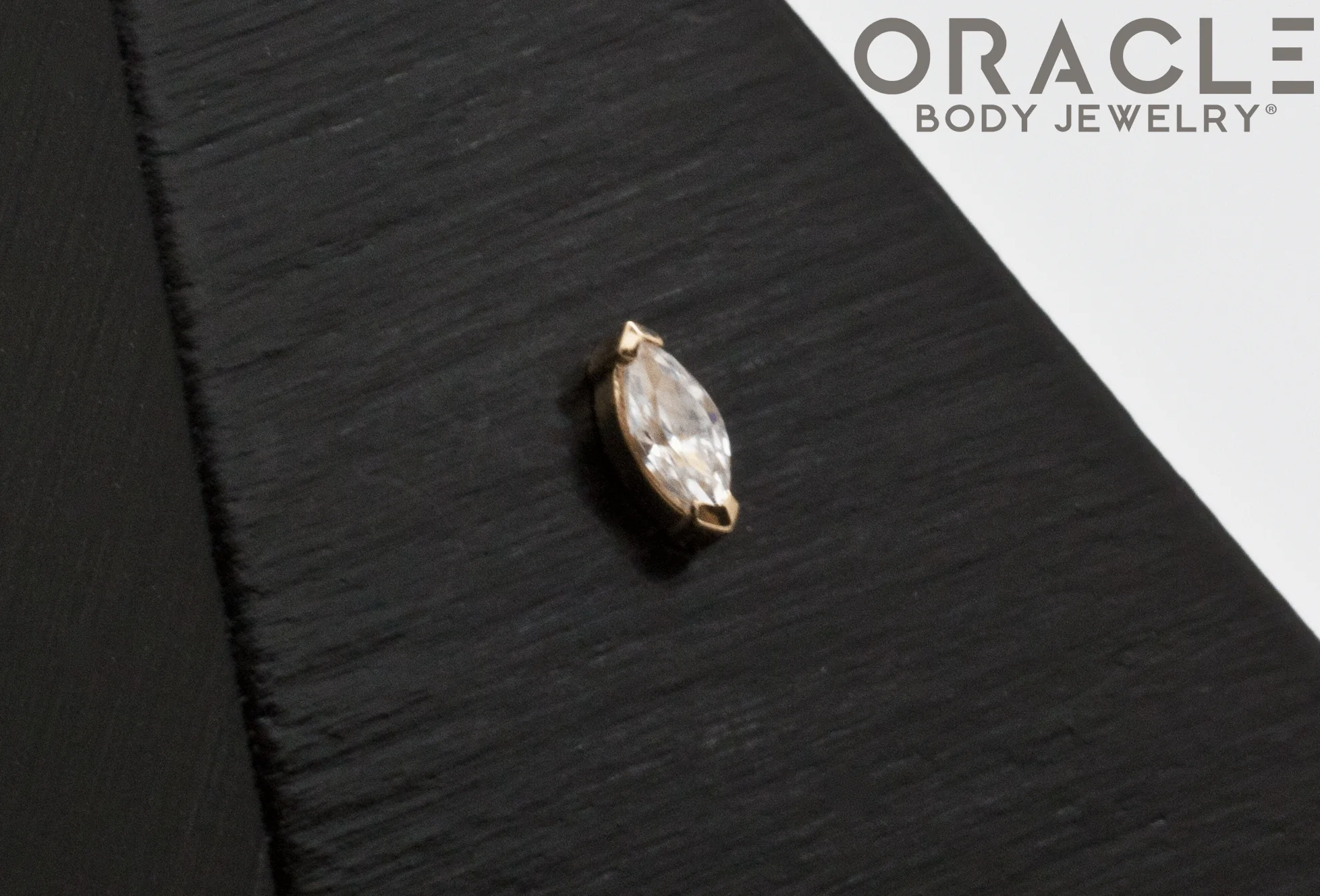 14k Yellow Gold Mini Marquis with CZ Threadless End - Image 2