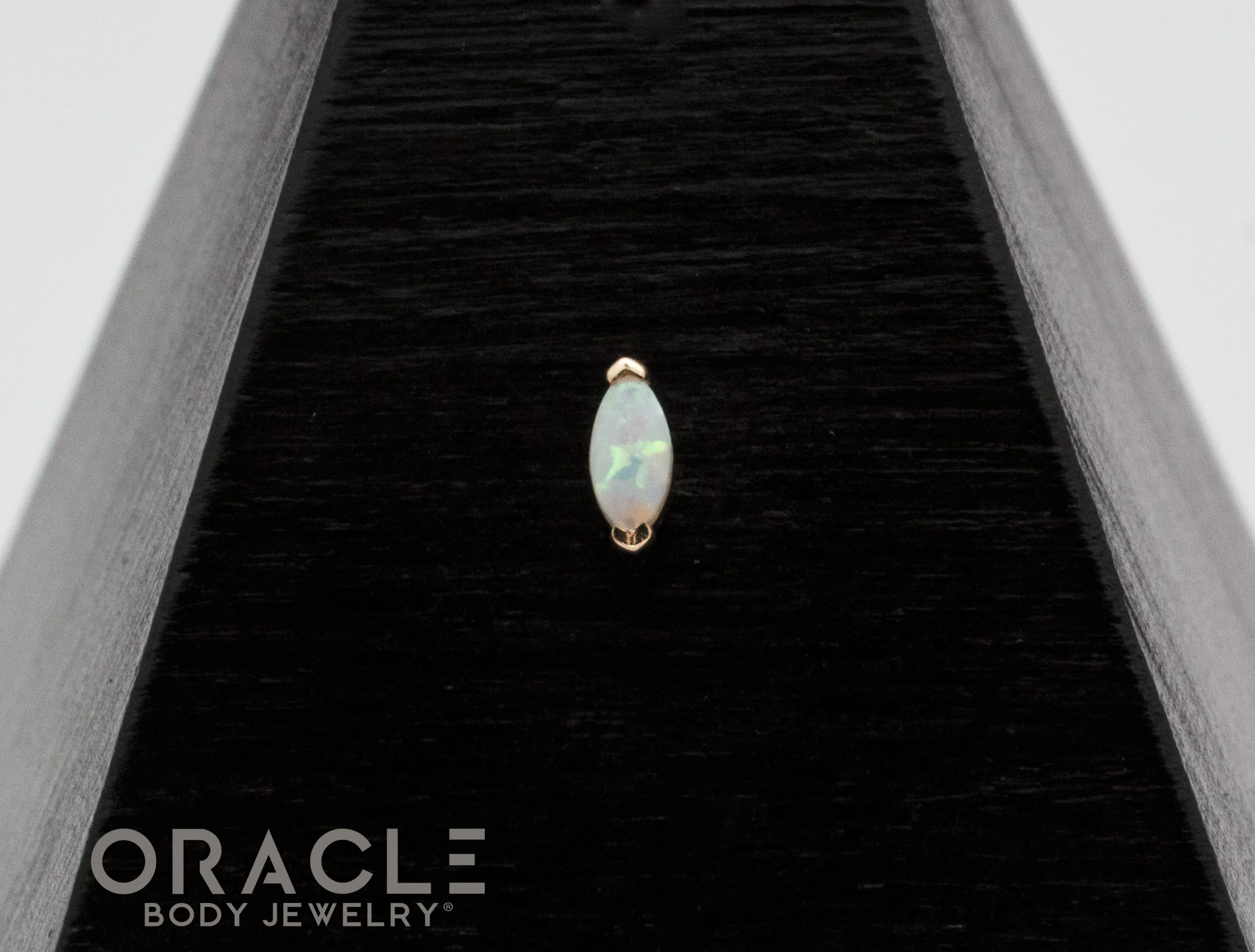 14k Yellow Gold Mini Marquis with Synthetic Opal Threadless End