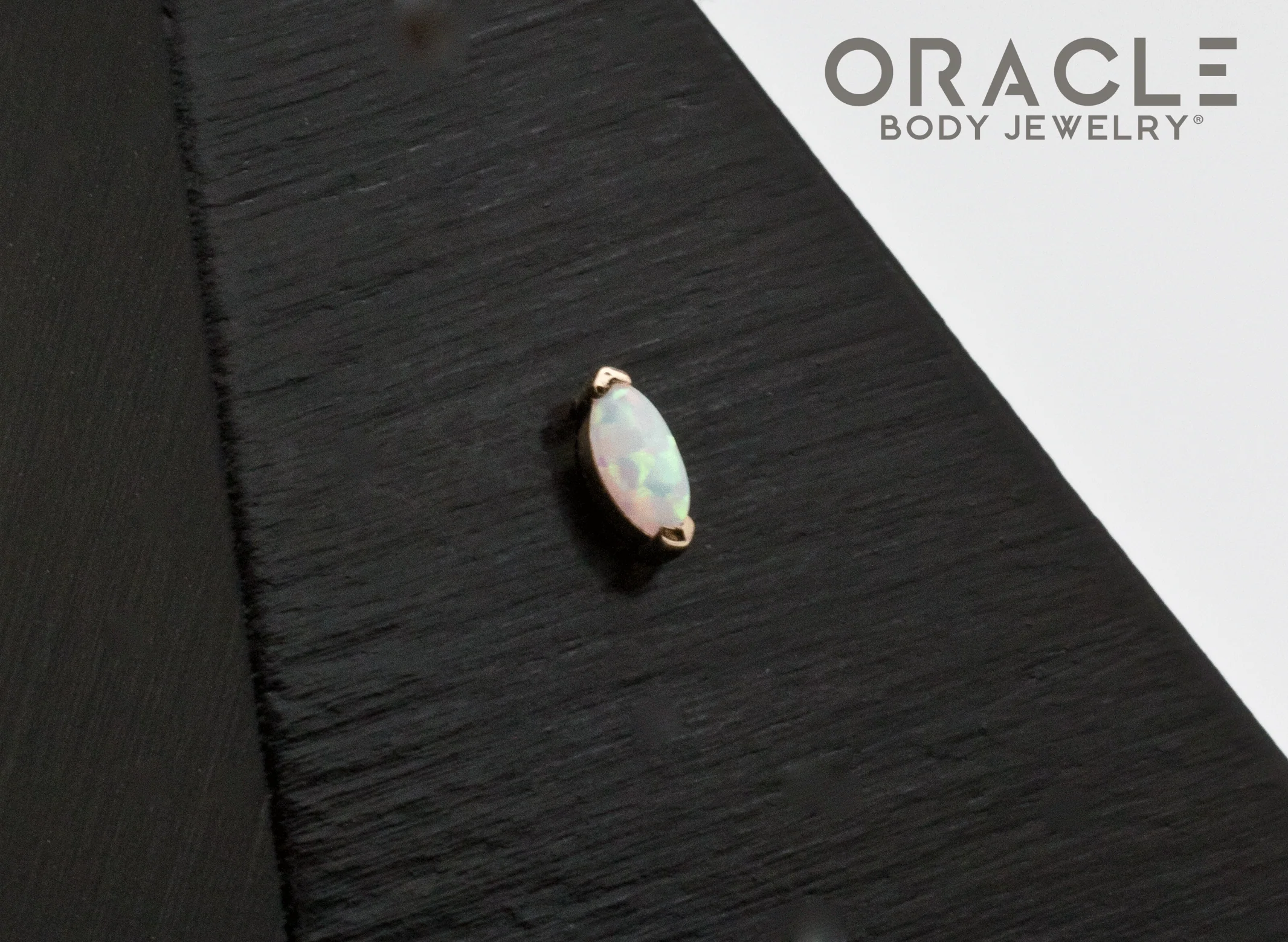 14k Yellow Gold Mini Marquis with Synthetic Opal Threadless End - Image 2
