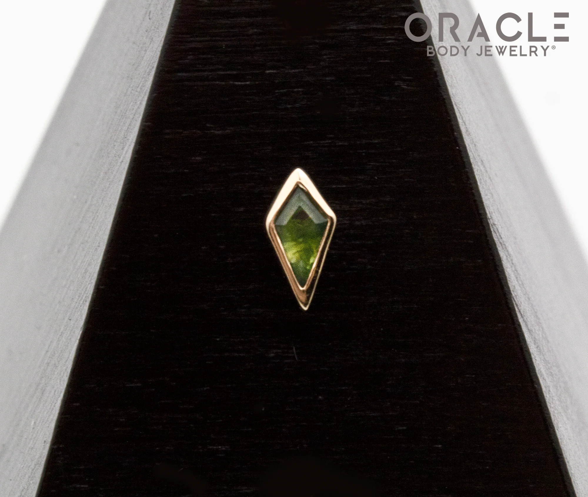 14k Yellow Gold Moss Agate Drift Threadless End