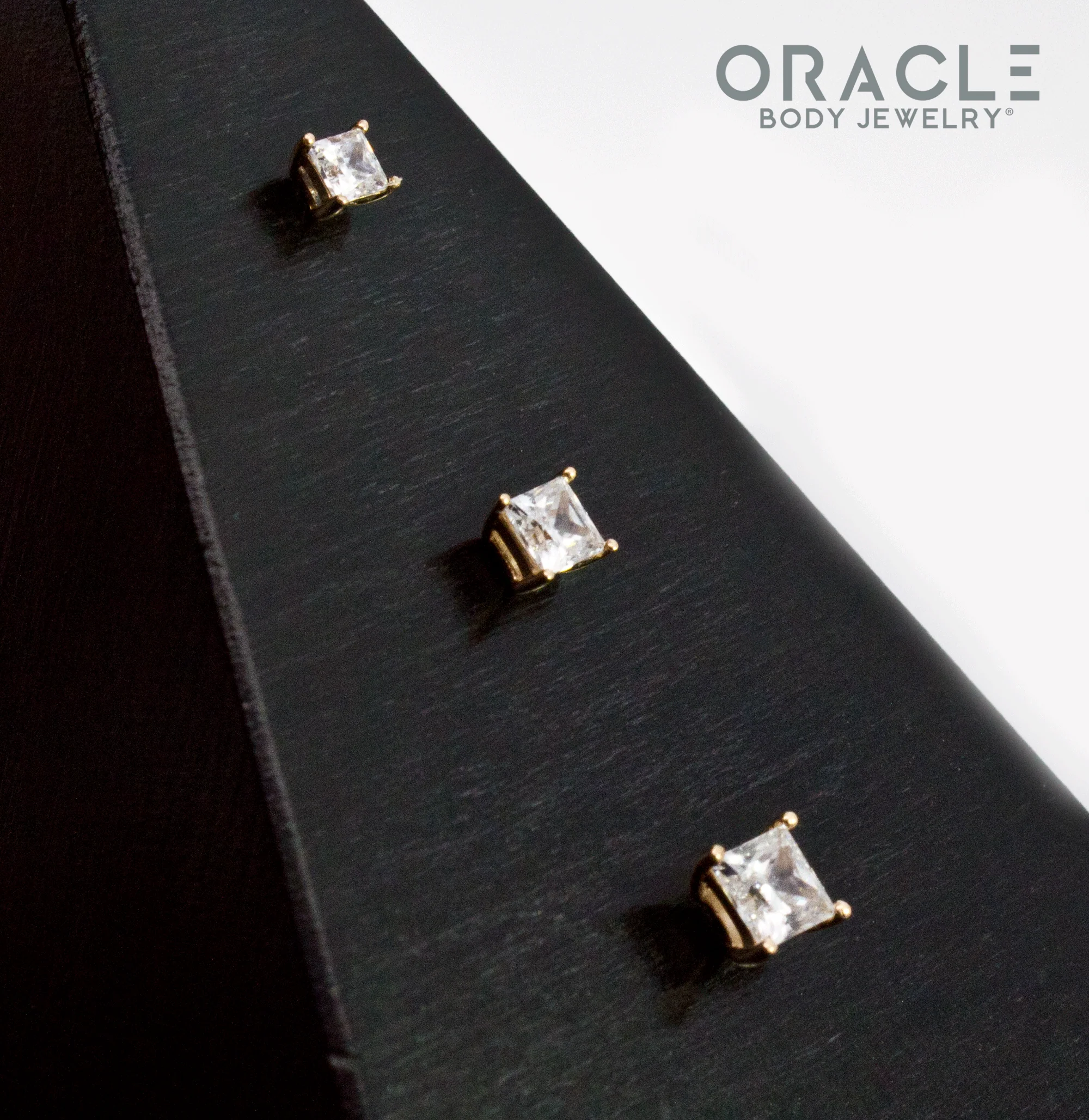 14k Yellow Gold Princess Cut Prong Set CZ Threadless Ends - Image 2