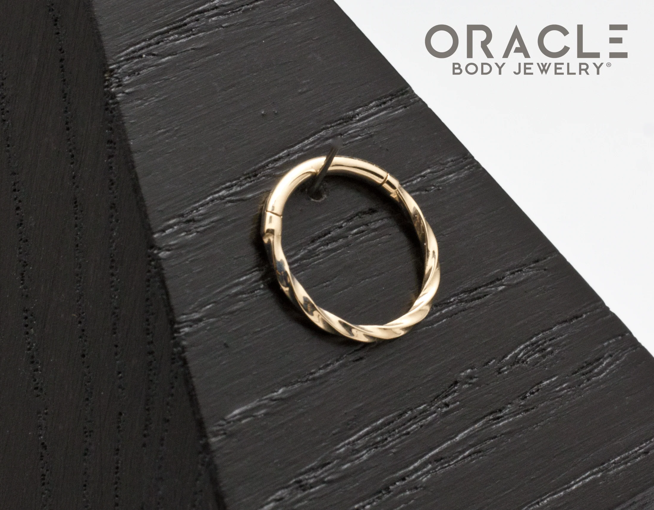 14K Yellow Gold Twisted Hinge Rings / Clickers - Image 2