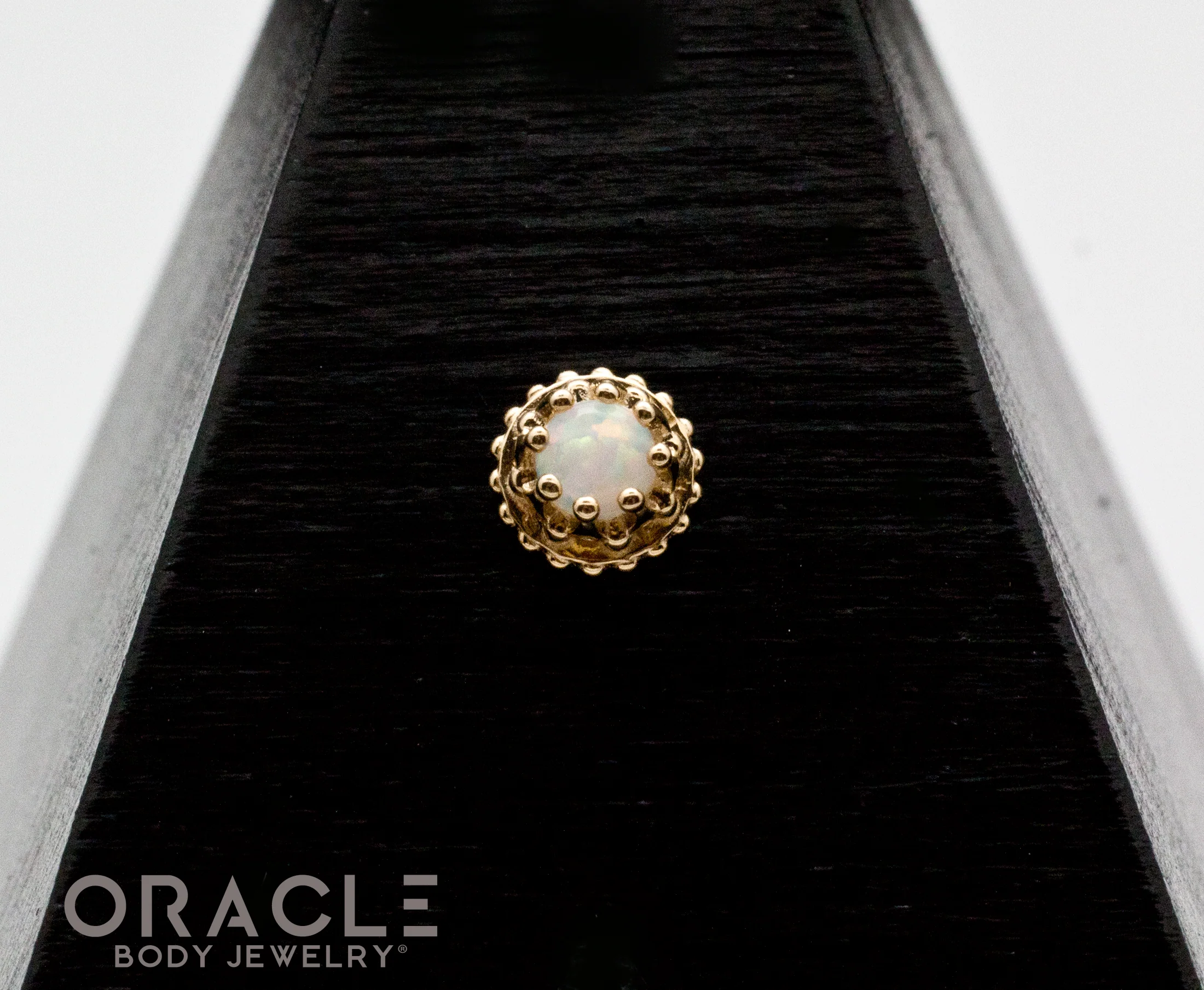 14k Yellow Gold White Opal Empress Threadless End