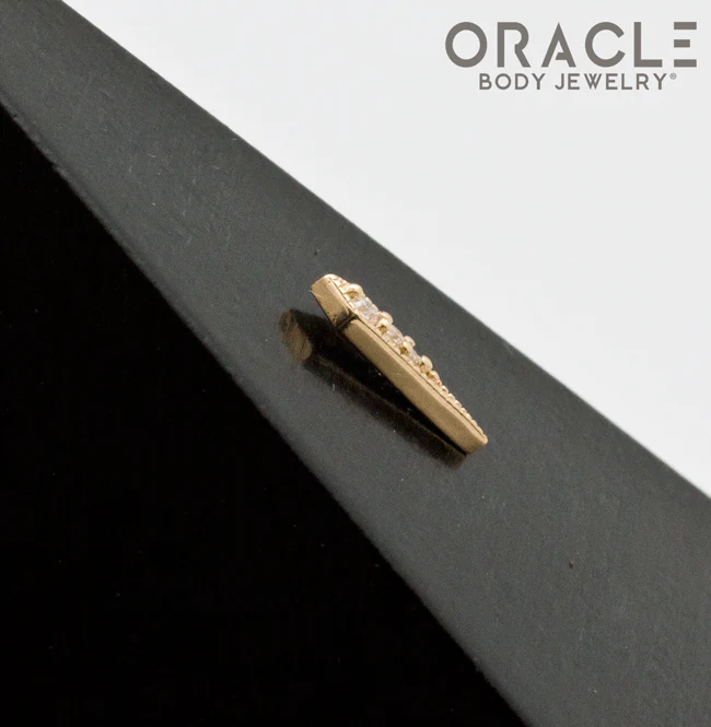14K Gold Milgrain Cutlass with Diamonds Threadless End - Image 3