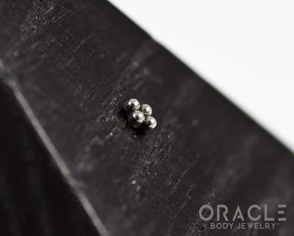 14k White Gold 4 Bead Mini Cluster Threadless End - Image 4