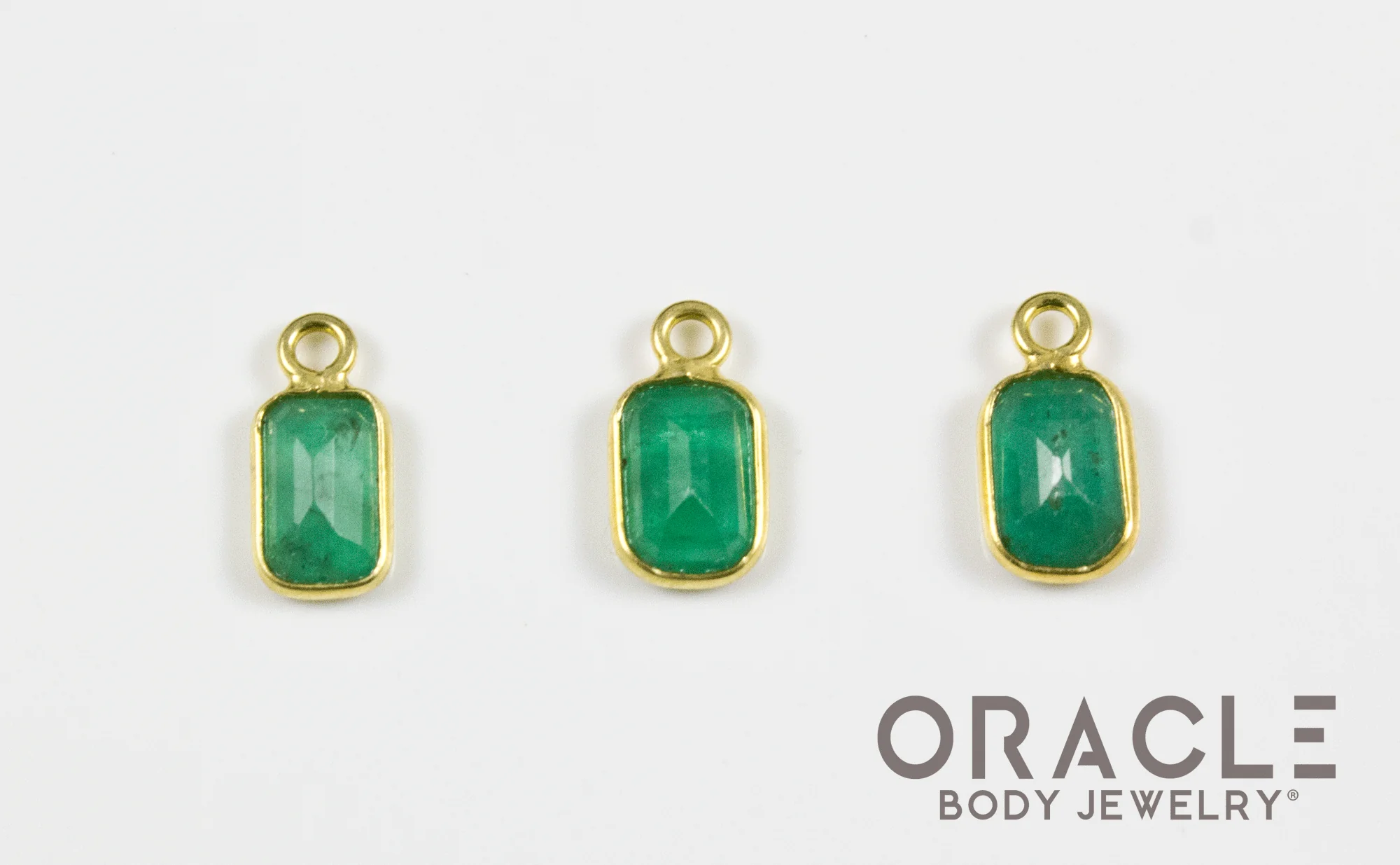 18k Yellow Gold Emerald Charms - Image 2