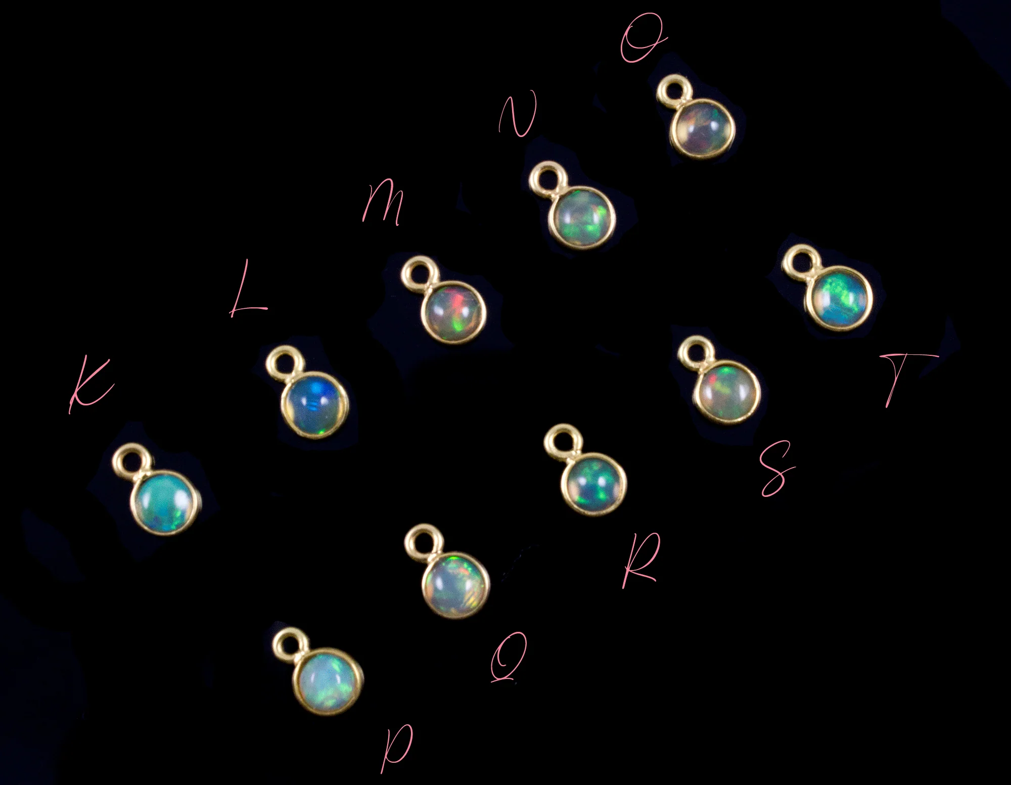 18k Yellow Gold Ethiopian Opal Charms