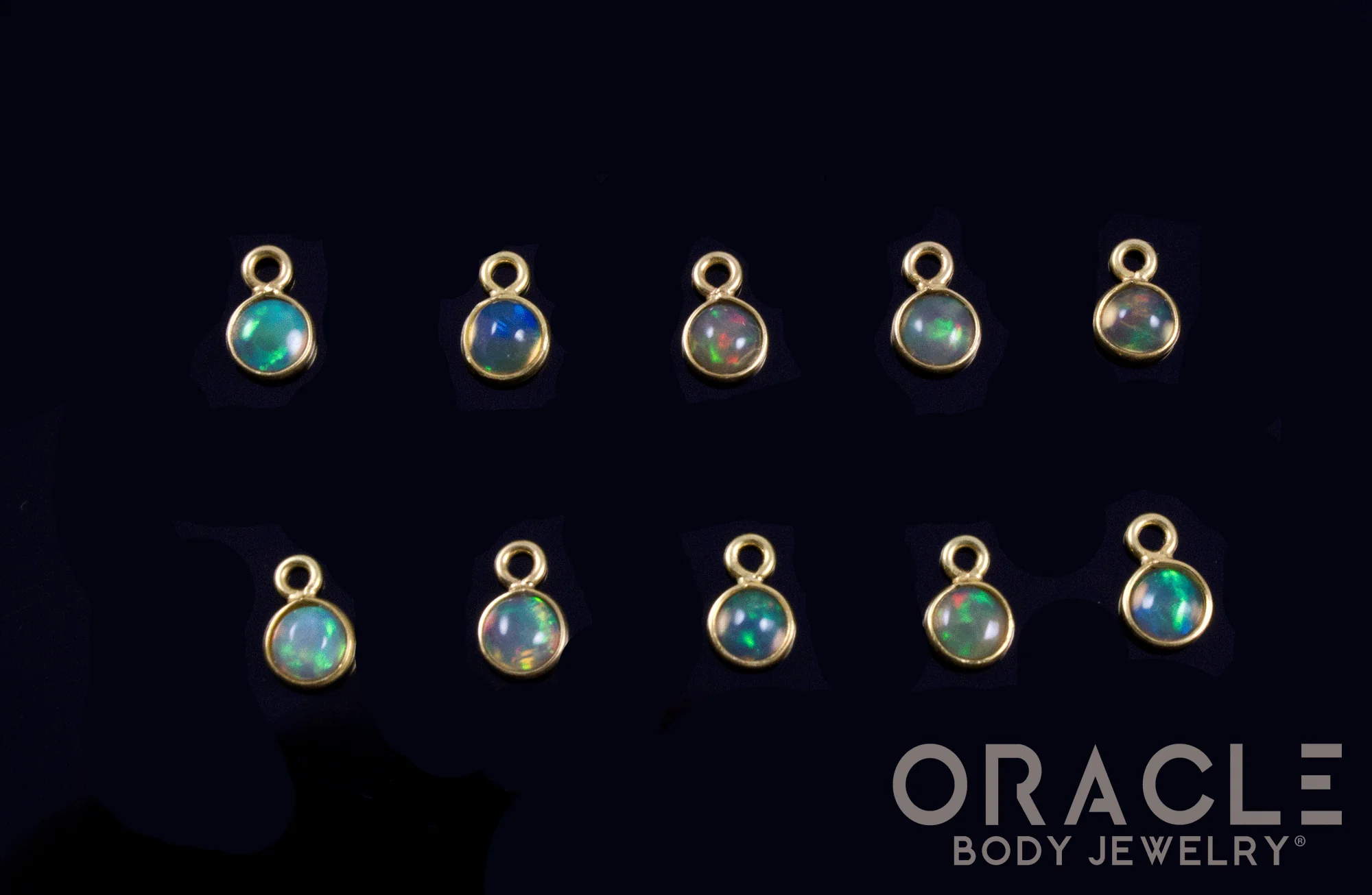 18k Yellow Gold Ethiopian Opal Charms - Image 2