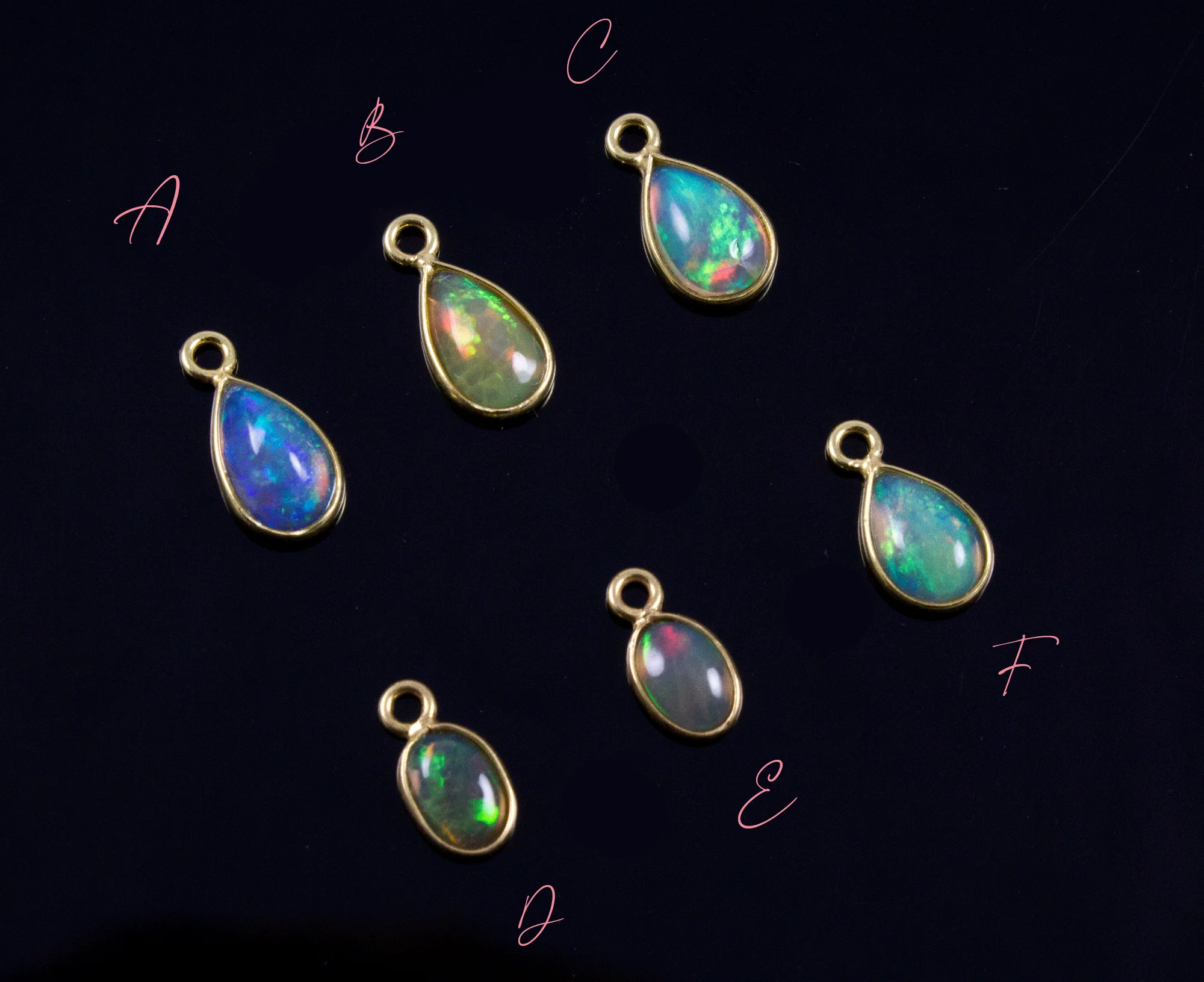 18k Yellow Gold Ethiopian Opal Charms