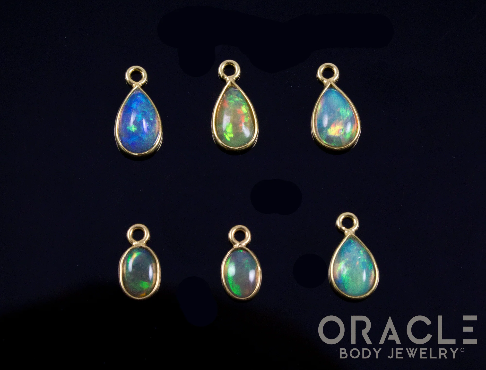 18k Yellow Gold Ethiopian Opal Charms - Image 2