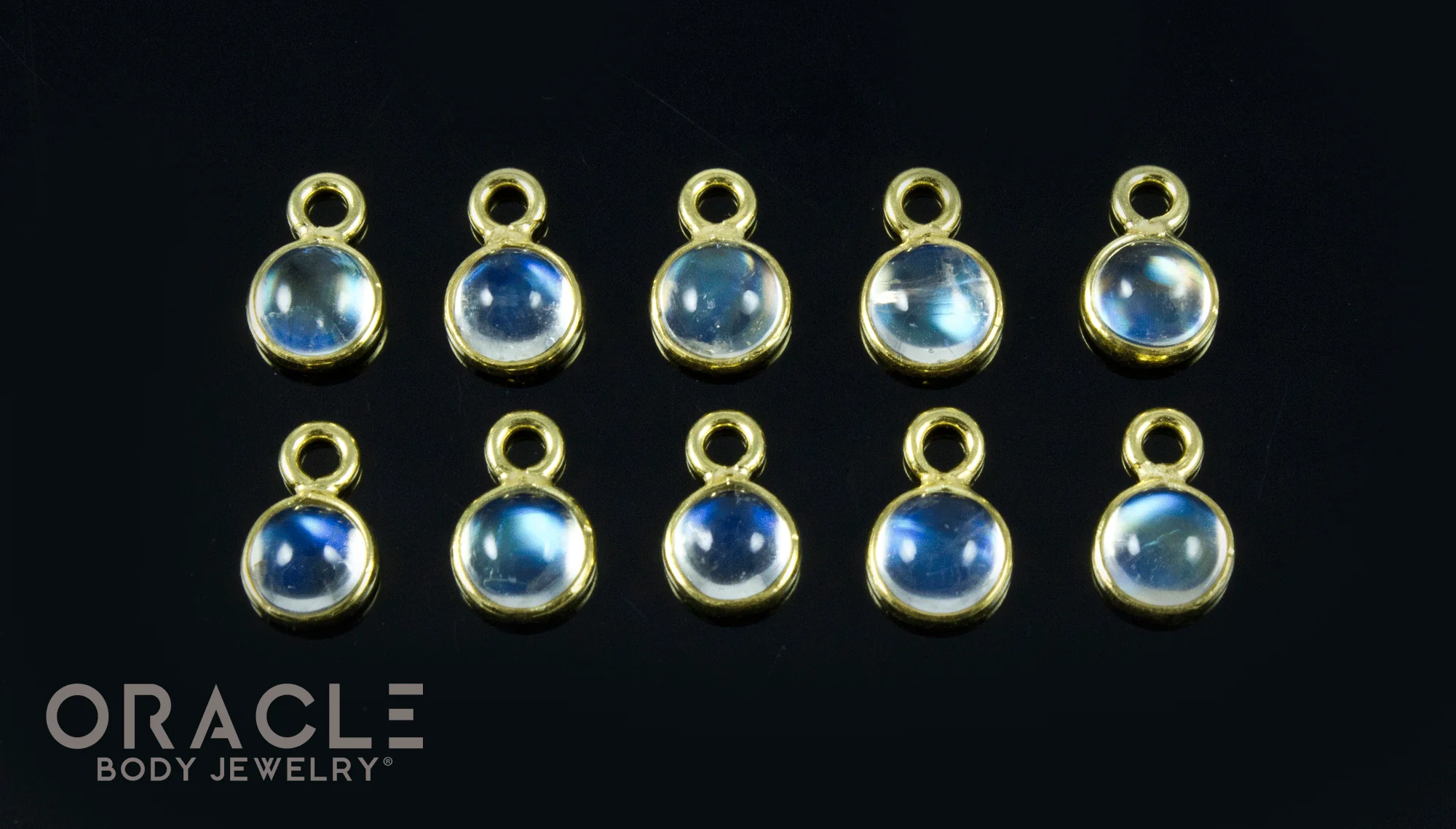 18k Yellow Gold Moonstone Charms - Image 2