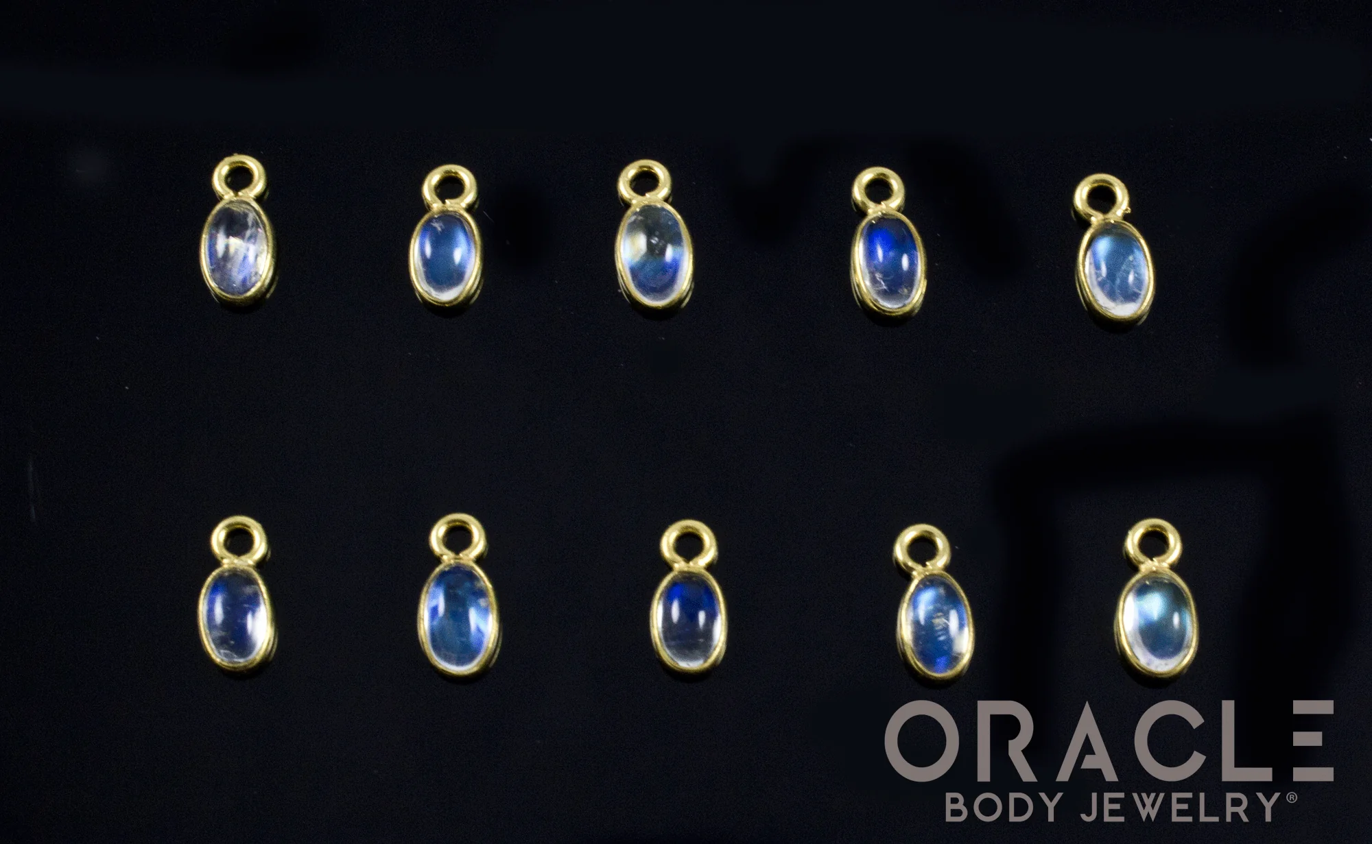 18k Yellow Gold Moonstone Oval Charms - Image 2