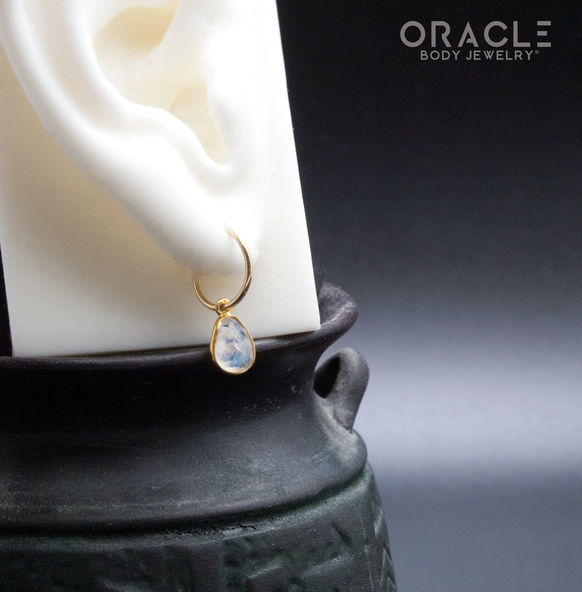 18k Yellow Gold Moonstone Rose Cut Charms - Image 3
