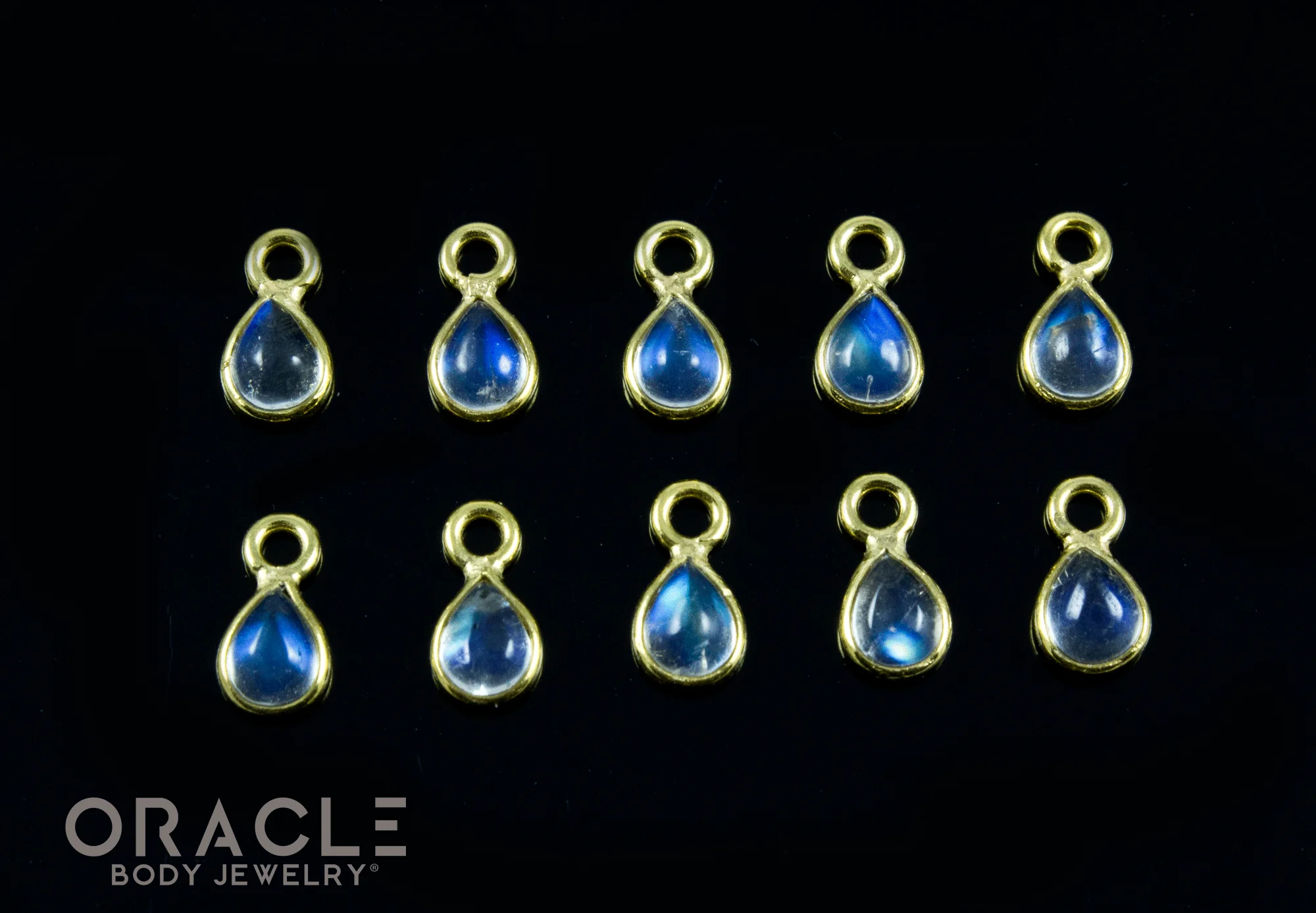 18k Yellow Gold Moonstone Teardrop Charms - Image 2