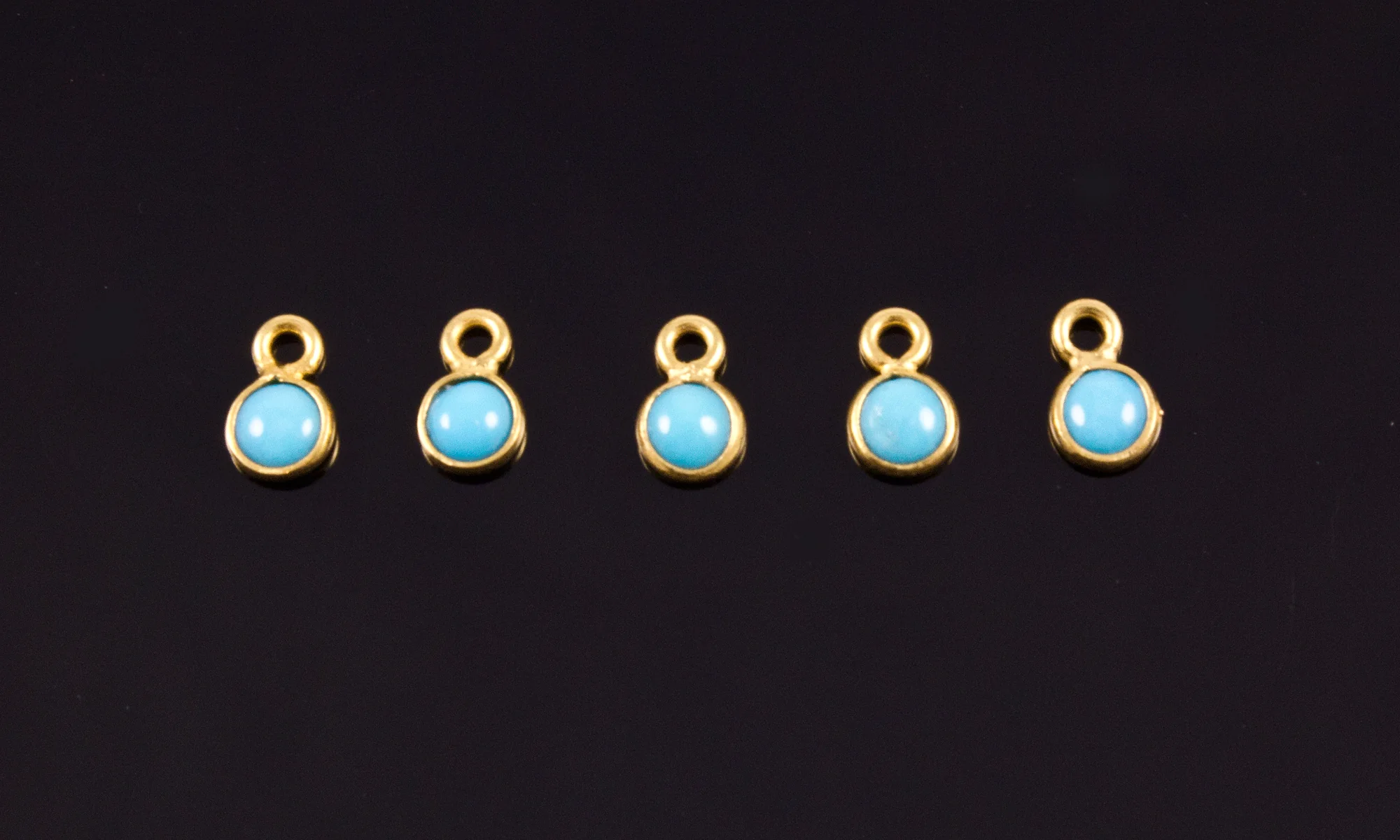 18k Yellow Gold Natural Turquoise Charms - Image 2