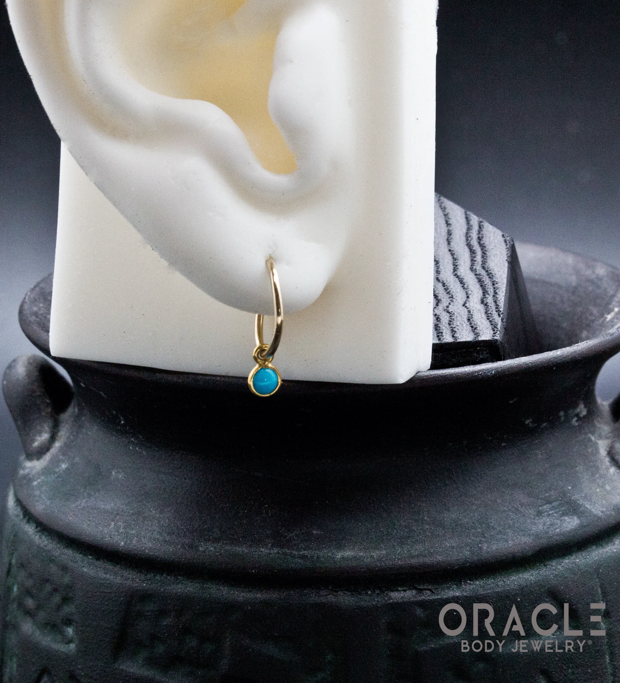 18k Yellow Gold Natural Turquoise Charms - Image 3