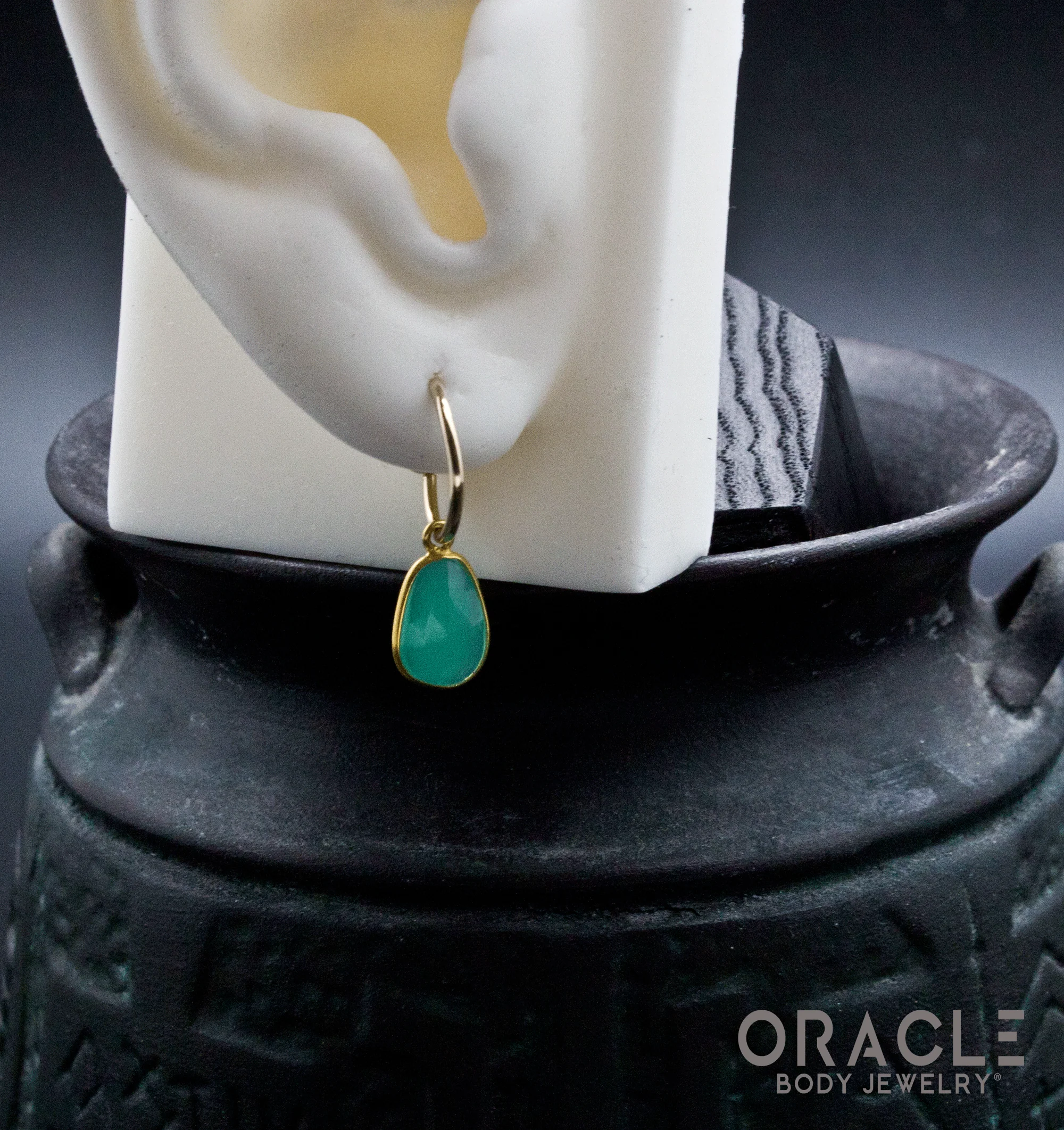 18k Yellow Gold Rose Cut Chrysoprase Charms - Image 3