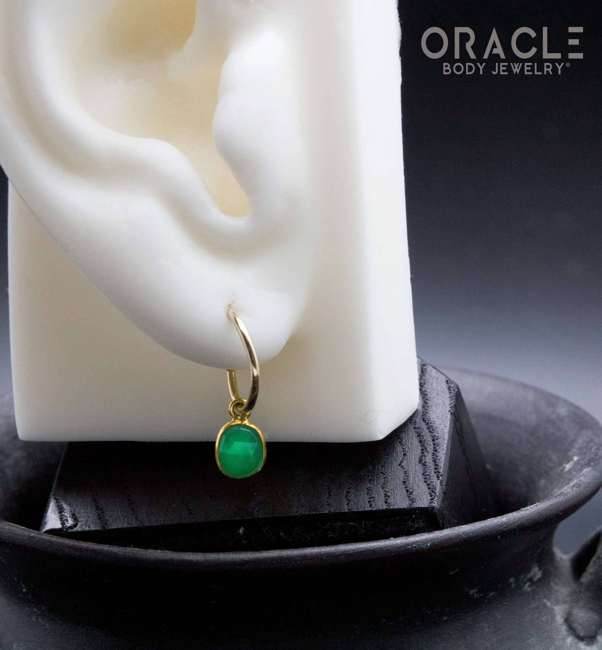 18k Yellow Gold Rose Cut Chrysoprase Charms - Image 3