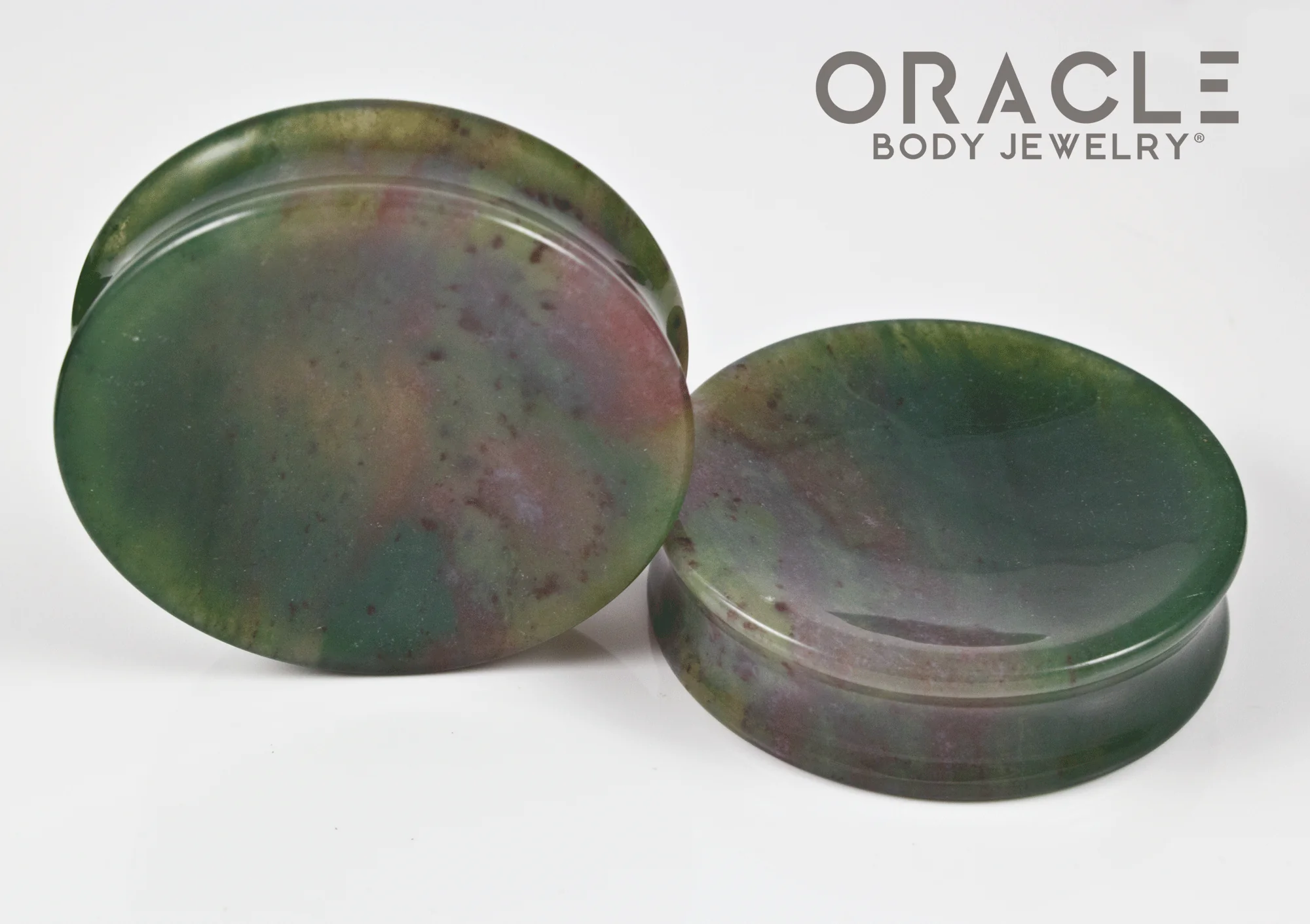 2" (51mm) Moss Agate Concave Plugs