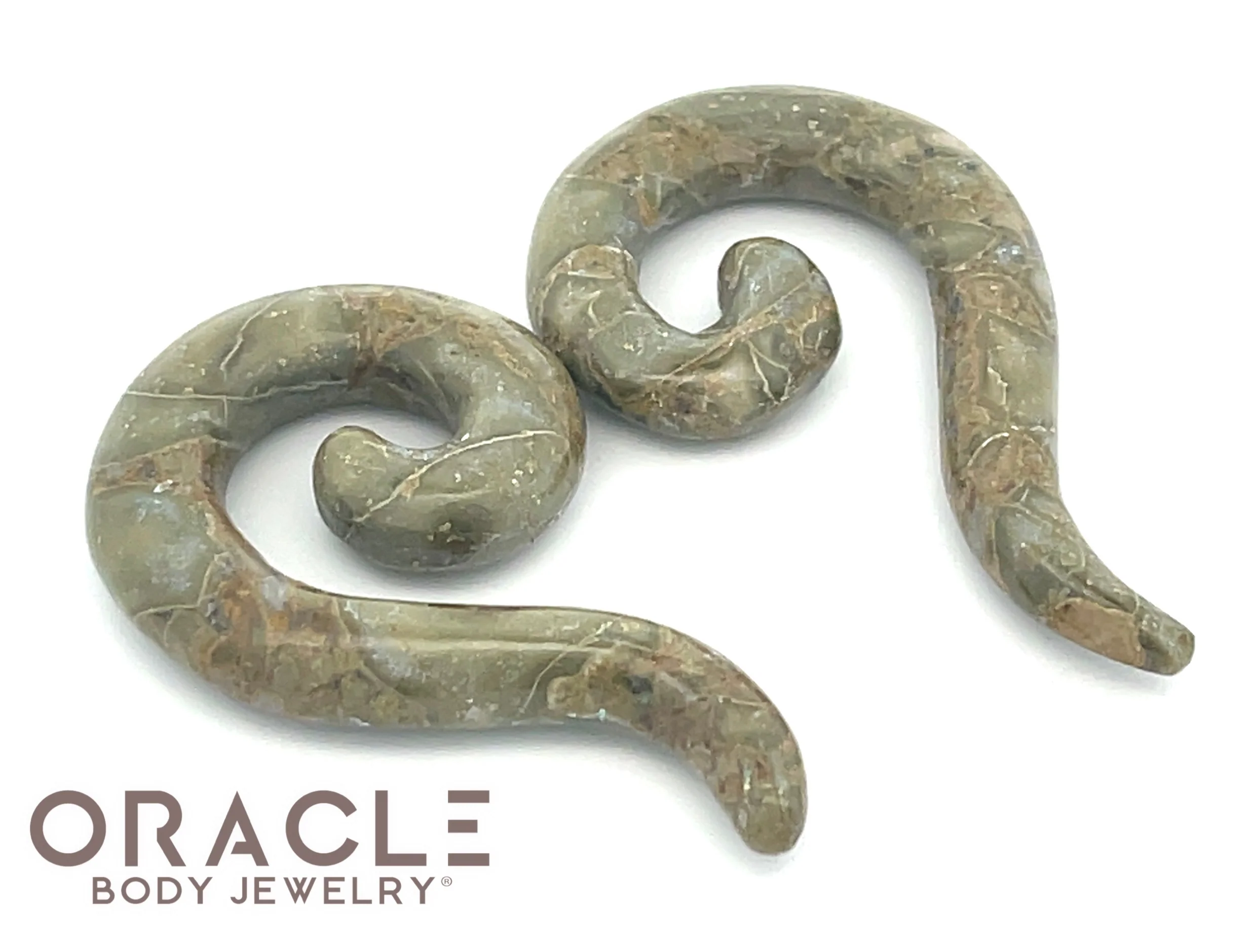 2g Green Brecciated Jasper Tail Spirals - Image 2