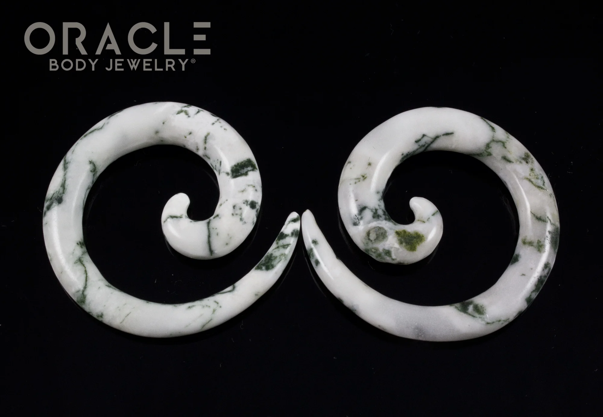 2g Green Tree Agate Stone Spirals