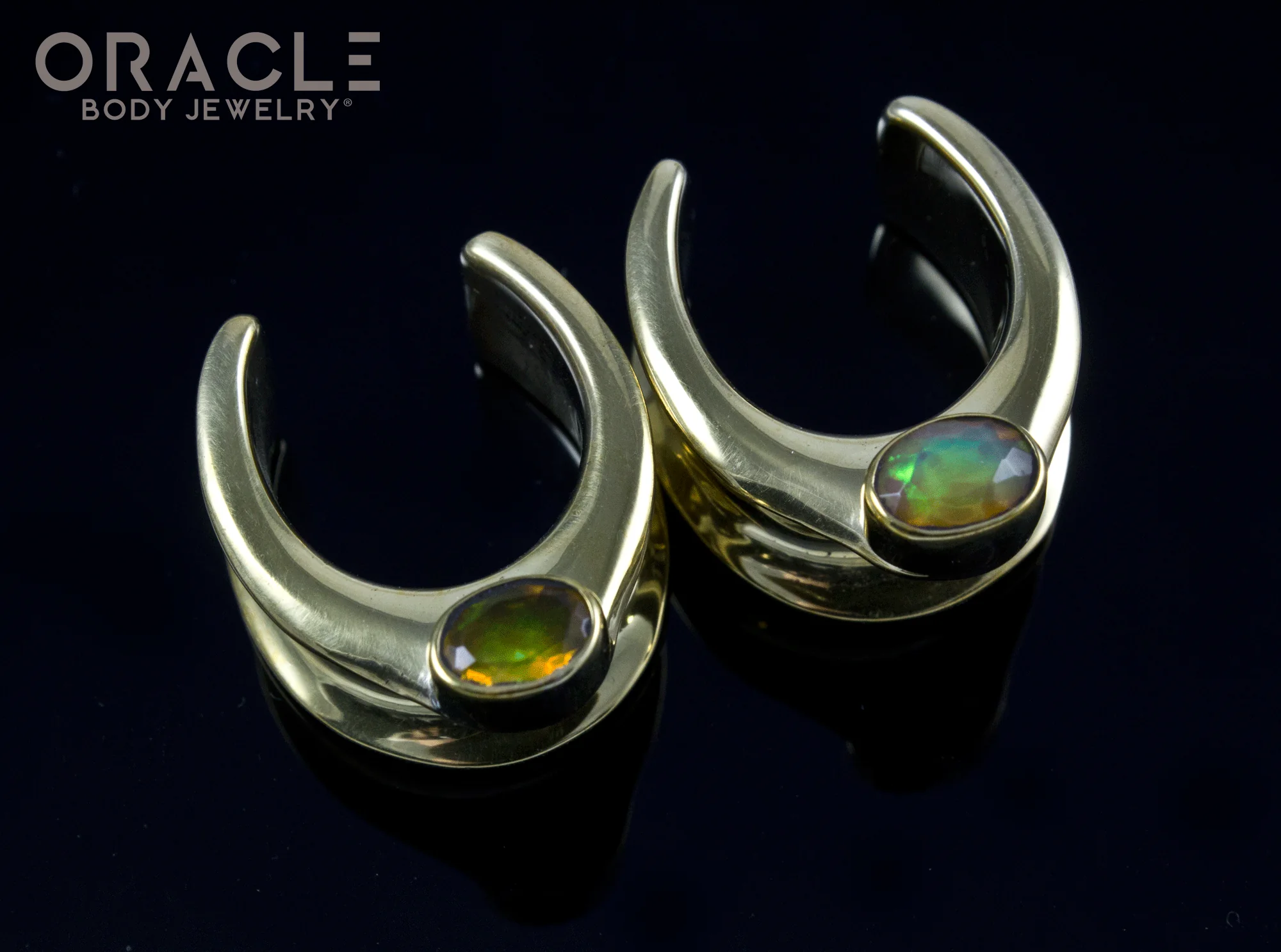 3/4" (19mm) Brass Saddles with Faceted Ethiopian Opals - Image 2