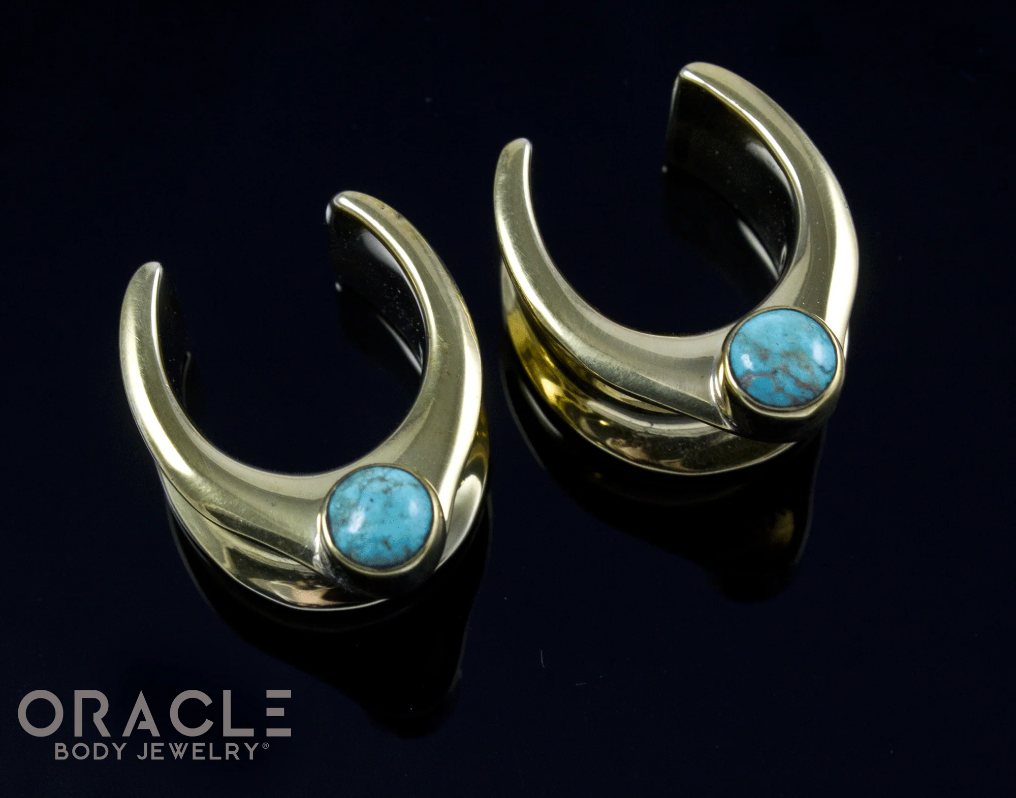 3/4" (19mm) Brass Saddles with Natural Turquoise - Image 2