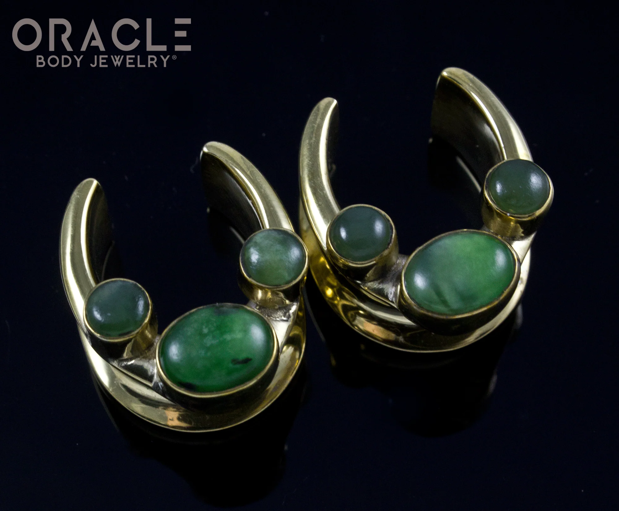 3/4" (19mm) Brass Saddles with Nephrite Jade - Image 2