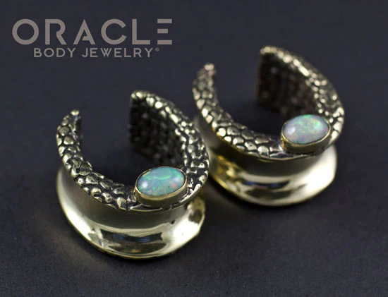 3/4" (19mm) Brass Saddles with Nugget Texture and Ethiopian Opals - Image 2