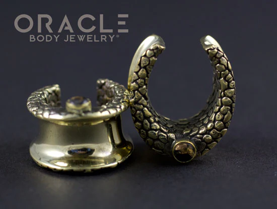 3/4" (19mm) Brass Saddles with Nugget Texture and Obsidian with Copper - Image 3