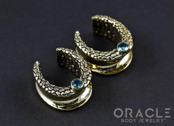 3/4" (19mm) Brass Saddles with Nugget Texture and Swiss Topaz - Image 2