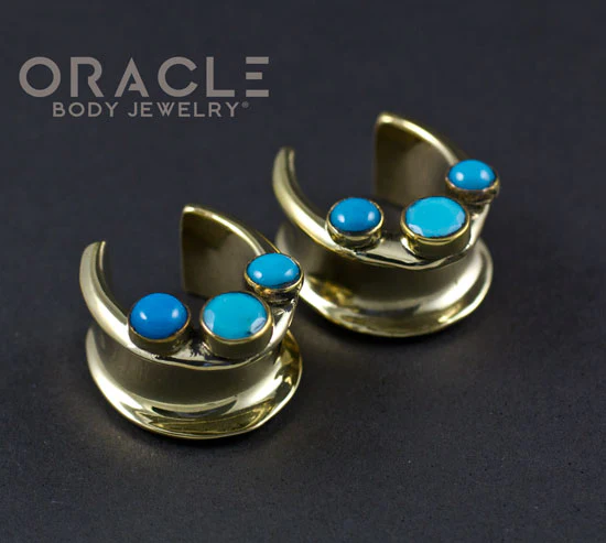 3/4" (19mm) Brass Saddles with Turquoise - Image 2